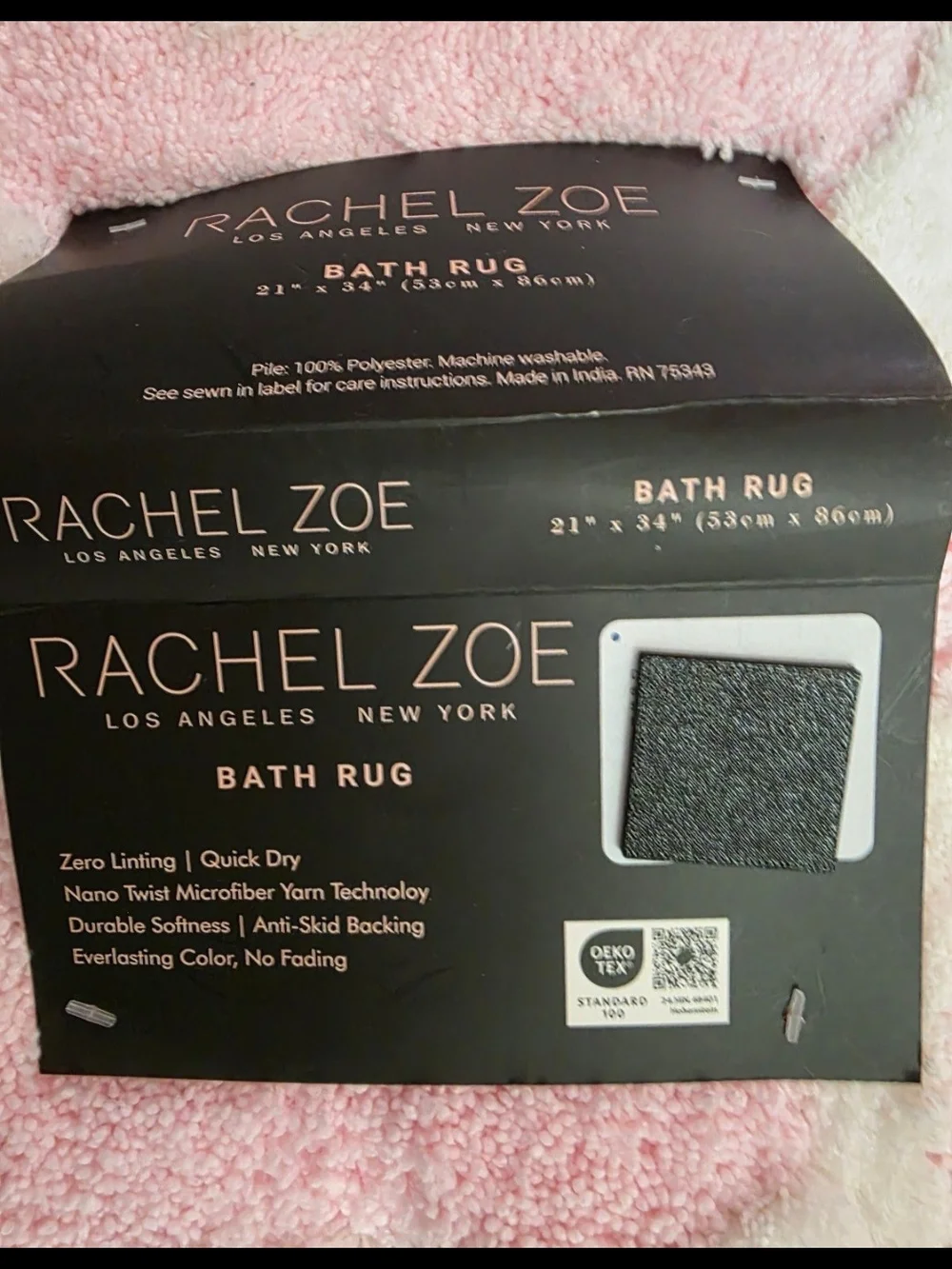 ♥️New! Rachel Zoe Pink Bow Bath Rug 21x34 Coquette Pastel Aesthetic Plush Mat.